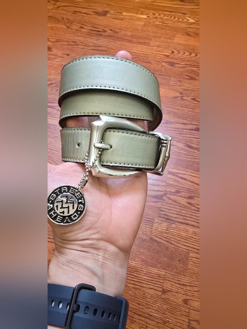 Streets Ahead Grey/gold Metallic Leather Western Belt - Women's Size Medium